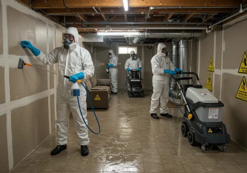 Basement Moisture Removal and Structural Drying process in East Moriches, NY